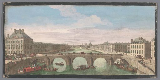 View of the Pont Royal over the river Seine in Paris, looking towards the Pont Neuf