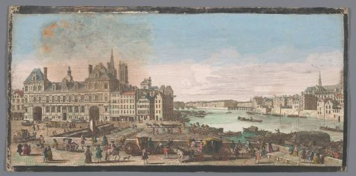 View of the Town Hall and the River Seine in Paris