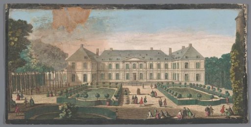 View of the Palais du Temple in Paris seen from the garden