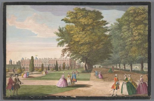 View of Hampton Court Palace in London seen from the south side