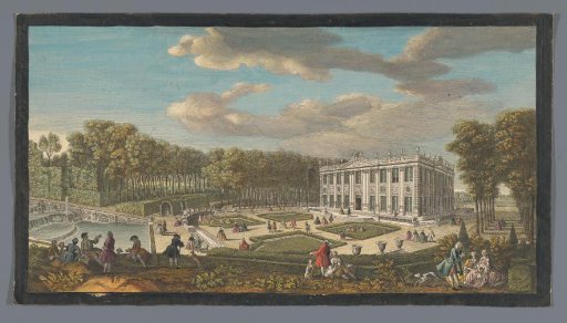 View of the small parterre in the garden of the Château de Marly