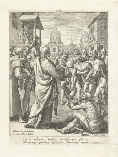 Christ healing a paralytic man and a blind man