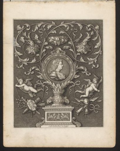 Portrait of William Parsons with Leaf-Shaped Ornaments and Putti