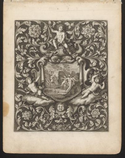 Canvas with Diana and Actaeon Surrounded by Putti and Leaf-Shaped Ornaments