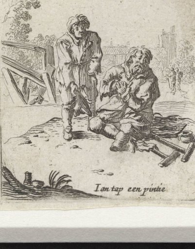 Two Begging Men on Crutches