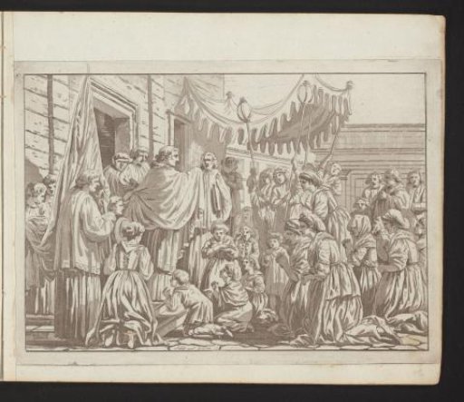 Displaying the host before a building