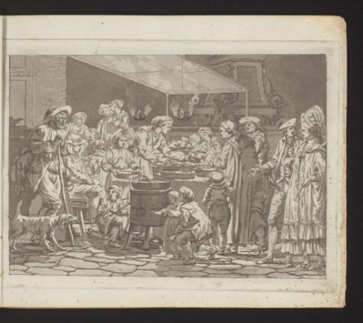 Various people at a food stall