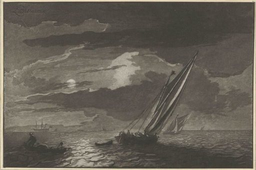Seascape with full moon