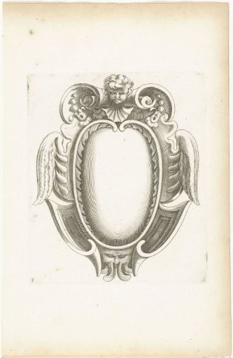 Cartouche with a child's head at the top