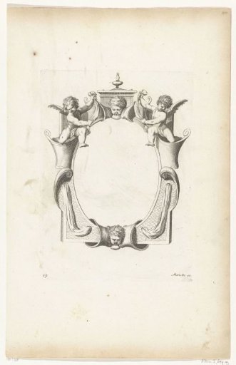 Cartouche with two child's heads and two putti