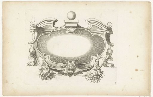 Cartouche in the form of a broken pediment