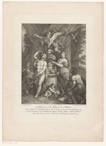 Allegorical representation with a bust of Peter Paul Rubens