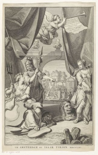 Allegorical representation with the offering of city keys to stadtholder Willem IV