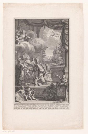 Allegory of the elevation of Willem IV, Prince of Orange-Nassau, to hereditary stadtholder