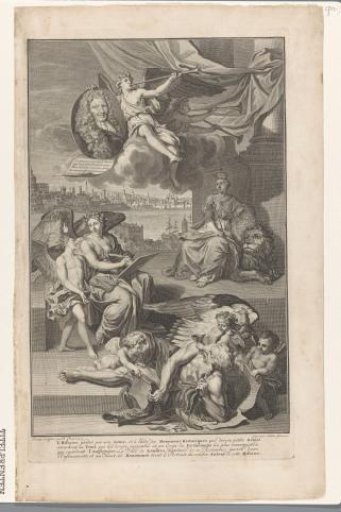 Allegory on the history of Great Britain with the portrait of Isaac de Larrey