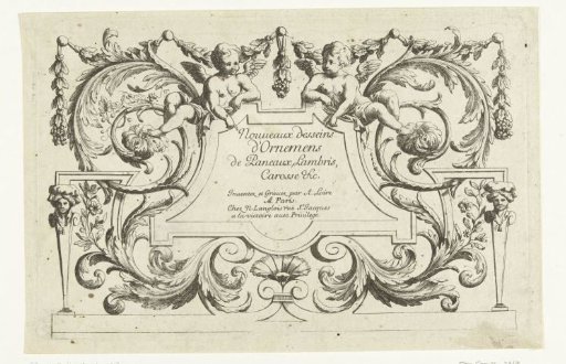 Title Page: Nouveaux desseins d'Ornemens de Paneaux, Lambris, Carosse &c.