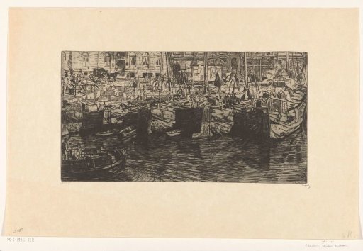 Ships in the Damrak in Amsterdam