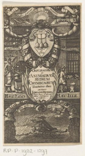 Men in a library and workshop with an oven