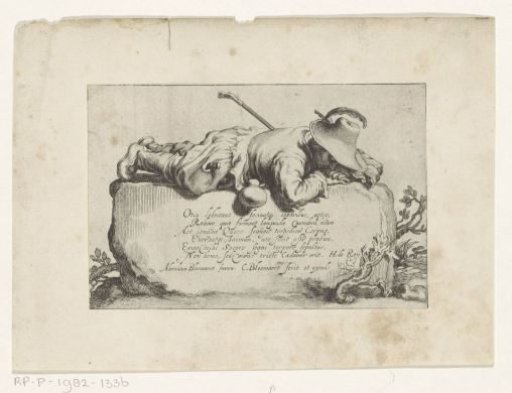 A shepherd lying on a boulder