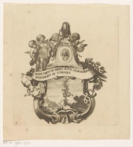 Vignette with putti at a (funerary) monument