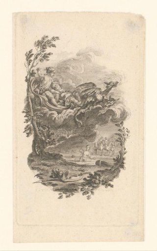 Two children in a triumphal chariot drawn by dragons