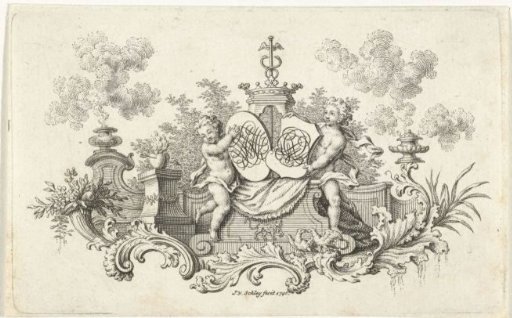 Putti with two coats of arms