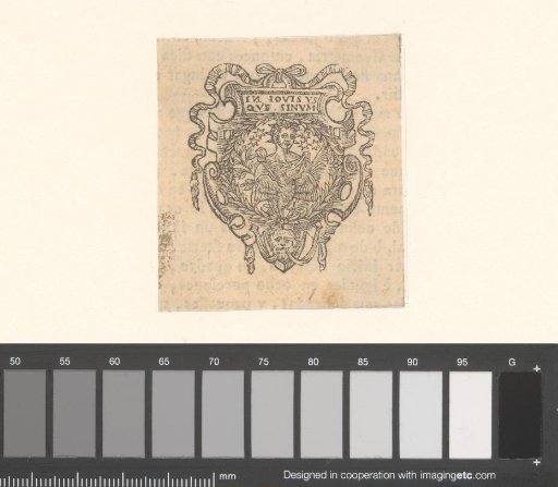 Printer's mark with a figure wearing a laurel wreath and an eagle