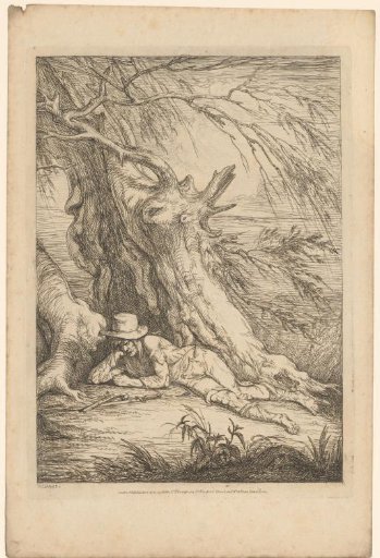 Bandit with Hat, Pistol and Sword Lying under a Tree