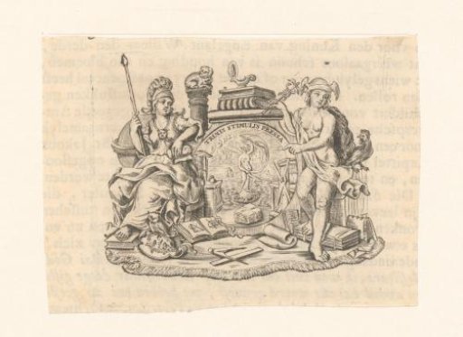 Minerva and Mercury on either side of a medallion with Venus Marina