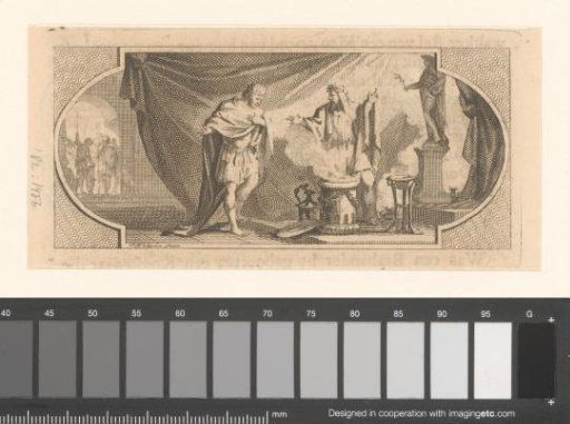 Two Men by a Fire on a Pedestal