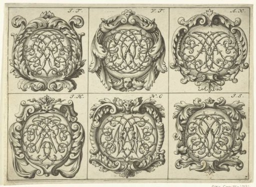 Six Monograms in Cartouches: I.T. - J.S.