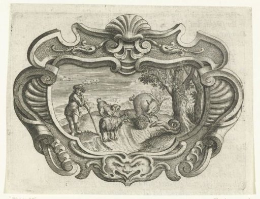 Scrollwork Cartouche with Animals