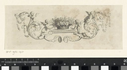 Vignette with Four Putti and a Flower Basket