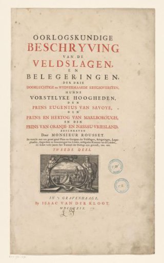 Title page with vignette from: Rousset, Military Description of the Battles and Sieges, Second Part (1729)