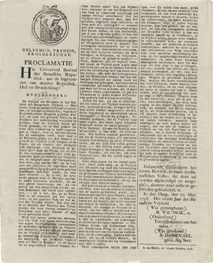 Proclamation of the Executive Council of the Batavian Republic, 1798