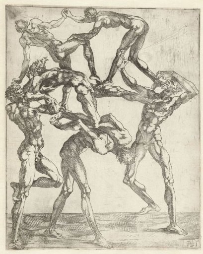Pyramid of six men