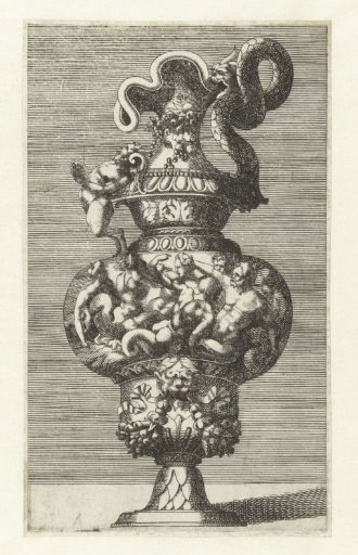 Vase with one handle formed by a snake with a satyr's head
