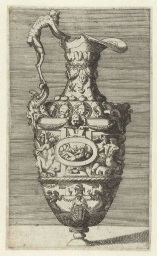 Vase with one handle formed by a satyr