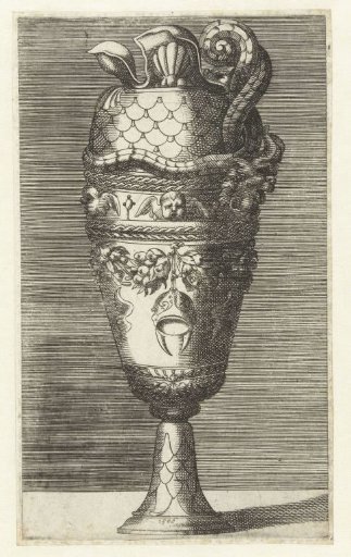 Vase with a double handle consisting of a snake biting into the rim
