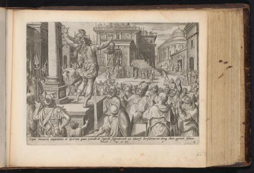 Head and hand of Nicanor shown to the people