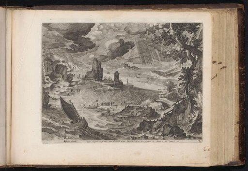 Coastal landscape with sailing ship