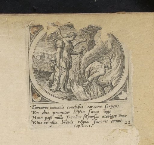 Angel chaining Satan