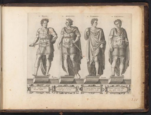 Roman Emperors Julius Caesar, Augustus, Tiberius, and Caligula