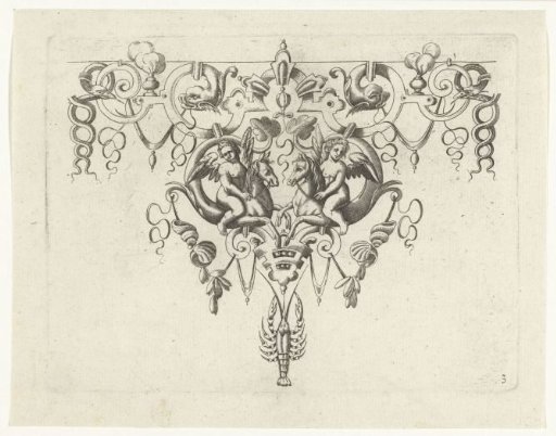 Border ornament with two putti on sea horses