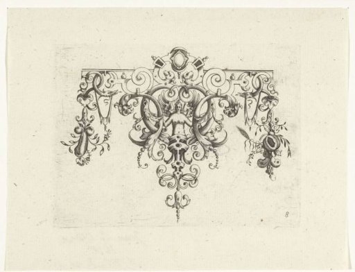 Border ornament with a winged female upper body