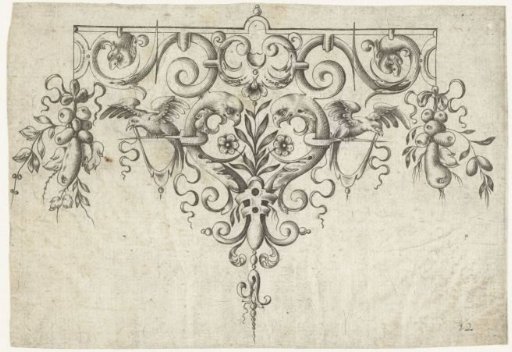 Border ornament with two dolphins