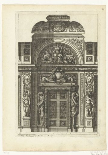 Wall decoration of a gallery with a door