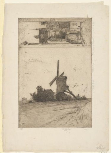 Mill in a Pastoral Landscape and View in the Ravensteinstraat, Brussels