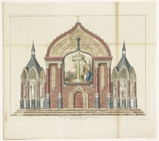 The Destruction of the Old Constitution, decoration on the Botermarkt, 1795