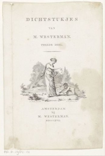 Allegorical representation with a woman and a putto in a landscape